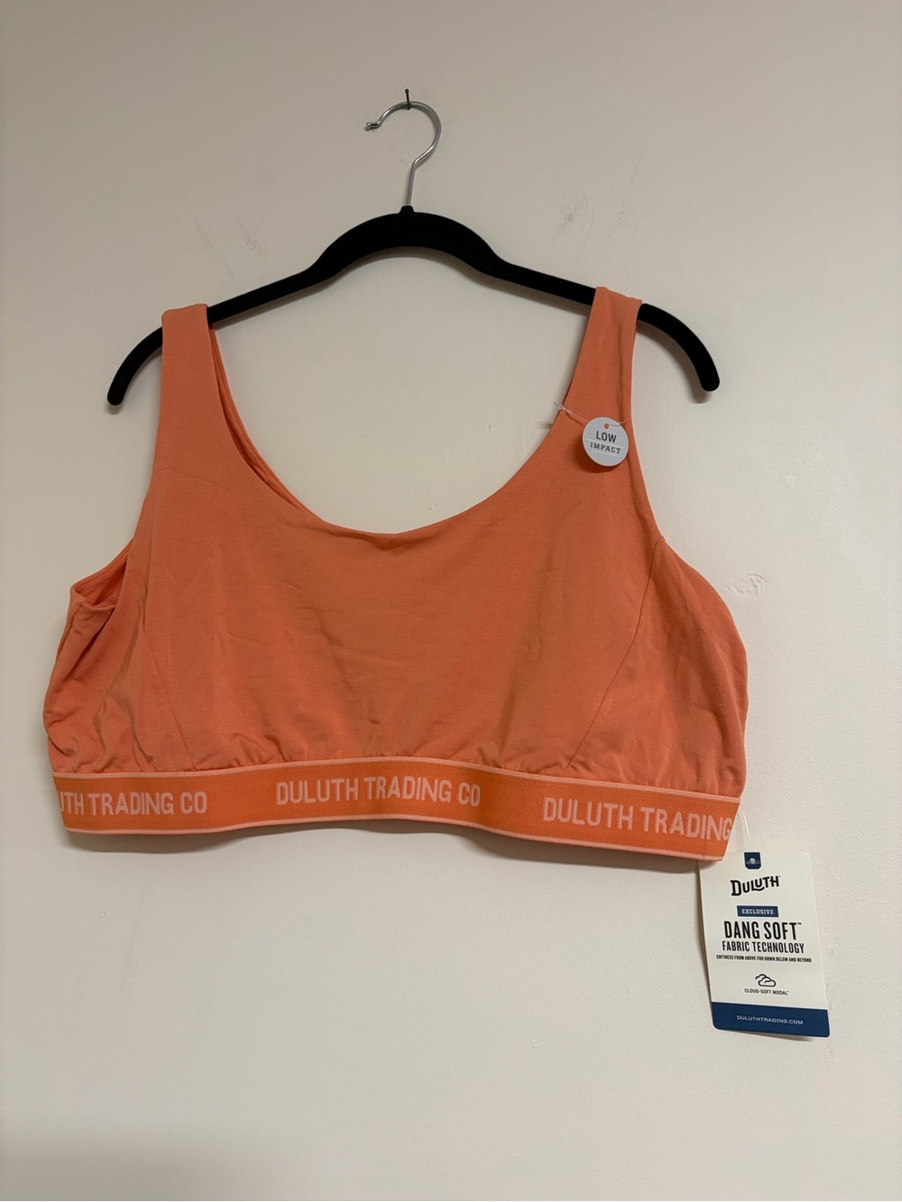 Duluth Trading Co Orange Wireless Soft Sports Bra